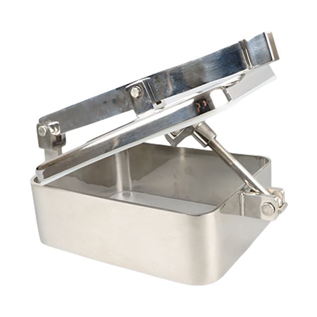 Espejo rectangular de apertura rápida de calidad alimentaria con orificio de mano cuadrado de boca de inspección de acero inoxidable DN600 
