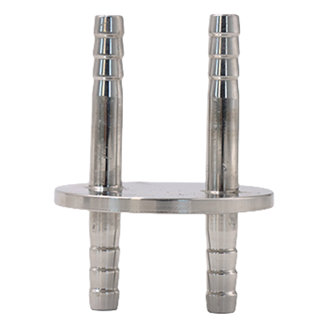 Adaptador sanitario de tapa de botella de acero inoxidable de calidad alimentaria, tocado con dos boquillas