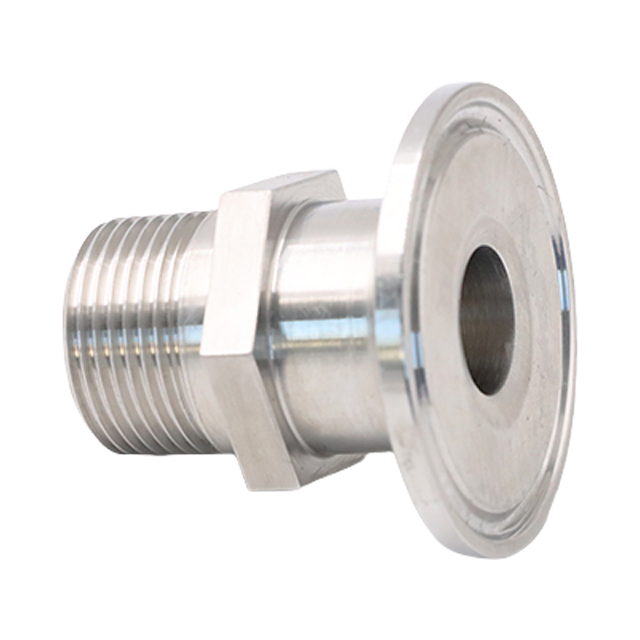 Adaptador de instalación de tuberías macho de llenado de brida de triple abrazadera de acero inoxidable sanitario