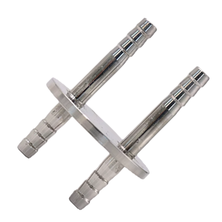 Adaptador sanitario de tapa de botella de acero inoxidable de calidad alimentaria, tocado con dos boquillas