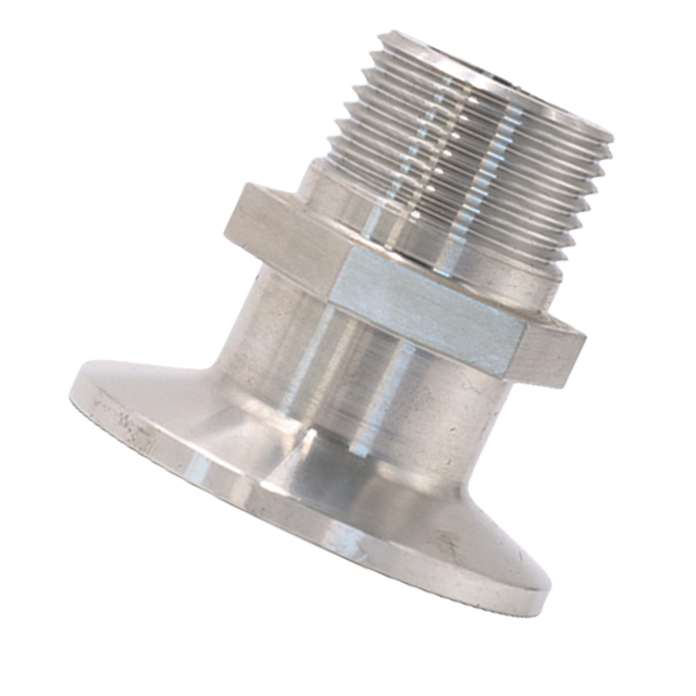 Adaptador de instalación de tuberías macho de llenado de brida de triple abrazadera de acero inoxidable sanitario
