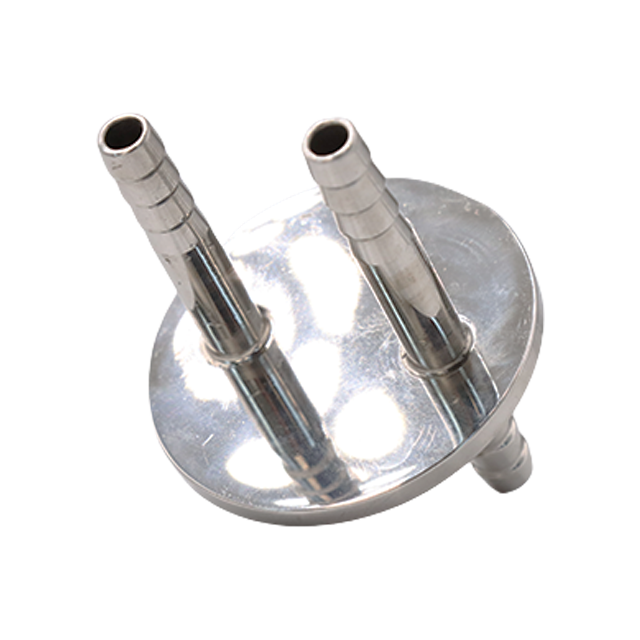 Adaptador sanitario de tapa de botella de acero inoxidable de calidad alimentaria, tocado con dos boquillas