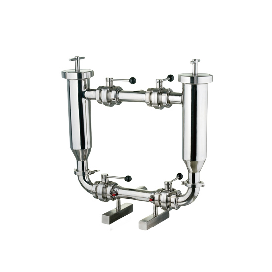 Filtro gemelo dúplex de rejilla para pozos de acero inoxidable para leche, vino, bebidas y vinagre