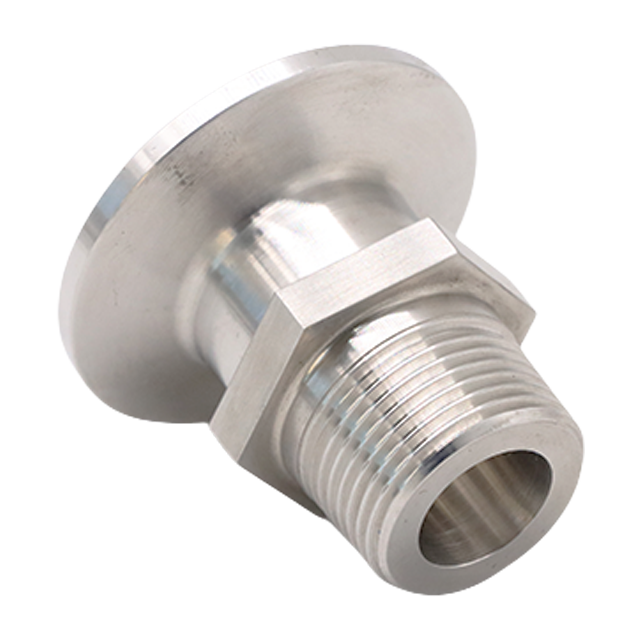 Adaptador de instalación de tuberías macho de llenado de brida de triple abrazadera de acero inoxidable sanitario
