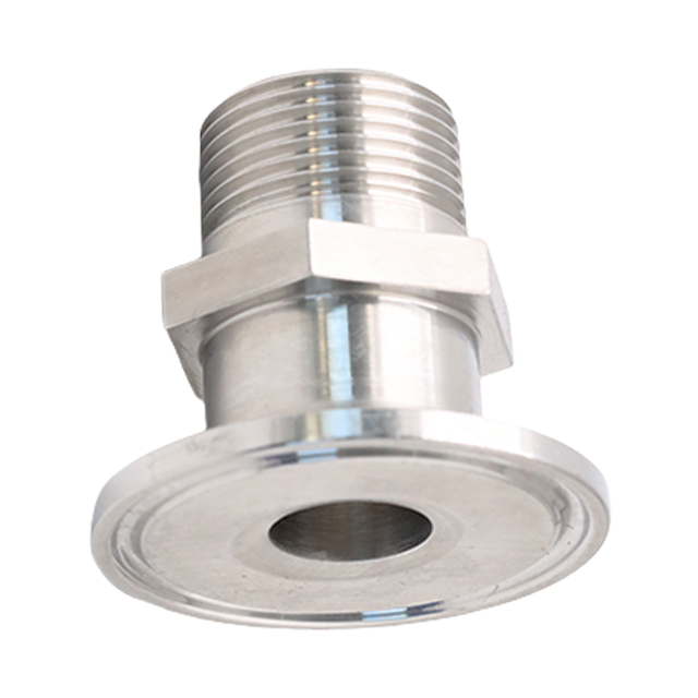 Adaptador de instalación de tuberías macho de llenado de brida de triple abrazadera de acero inoxidable sanitario