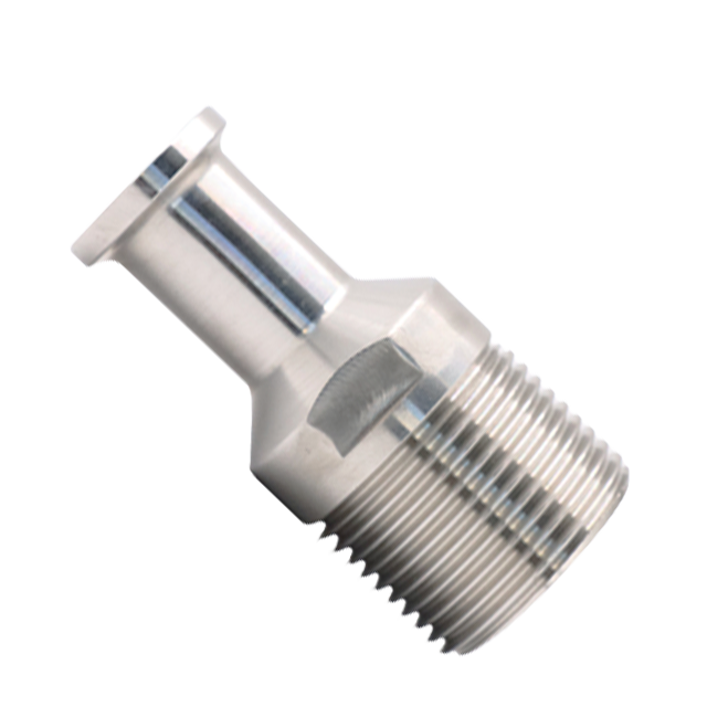 Adaptador de montaje de tubería hexagonal NPT de triple abrazadera, rosca externa de acero inoxidable sanitario a virola