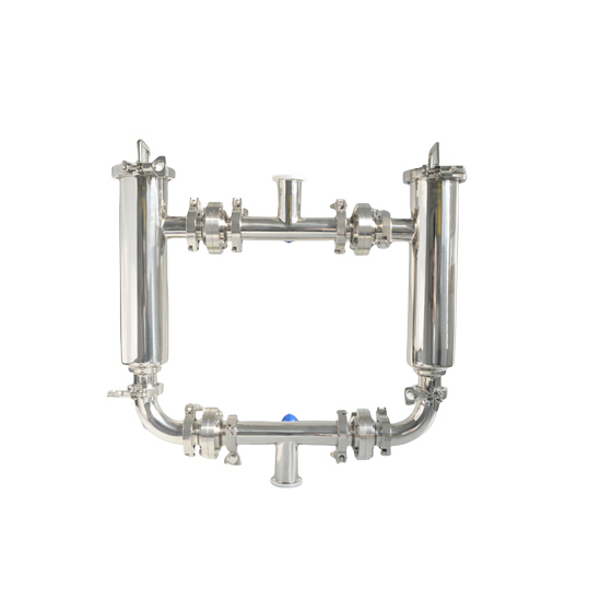 Filtro de barril dúplex doble con brida multicartucho de calidad alimentaria para bebidas