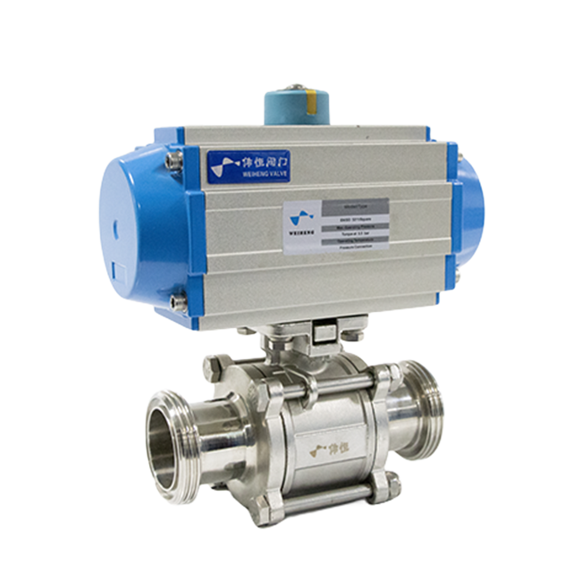 Válvula de control de flujo neumática de 3 piezas de acero inoxidable con conexión de extremo roscado